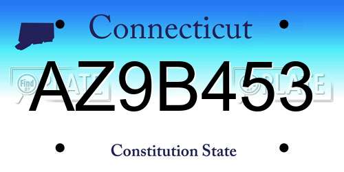 AZ9B453 Connecticut License Plate