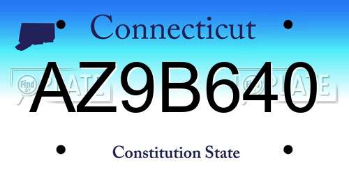 AZ9B640 Connecticut License Plate
