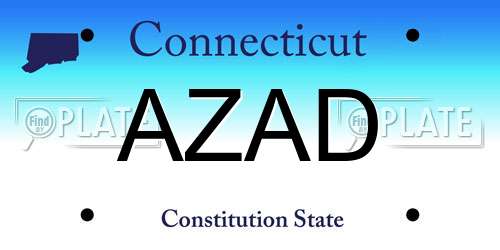 AZAD Connecticut License Plate