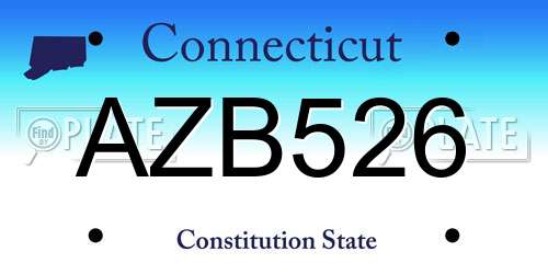 AZB526 Connecticut License Plate