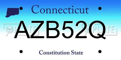 AZB52Q Connecticut License Plate