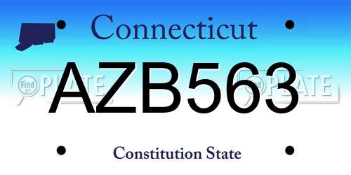 AZB563 Connecticut License Plate