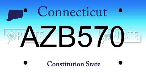 AZB570 Connecticut License Plate