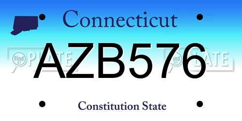 AZB576 Connecticut License Plate