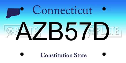 AZB57D Connecticut License Plate