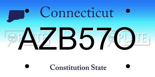 AZB57O Connecticut License Plate