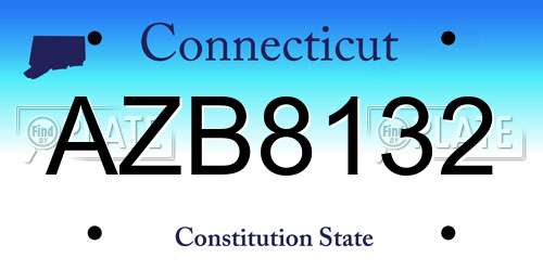 AZB8132 Connecticut License Plate