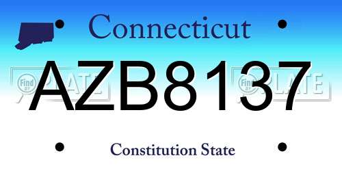 AZB8137 Connecticut License Plate