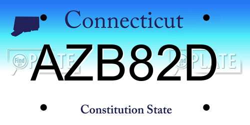 AZB82D Connecticut License Plate