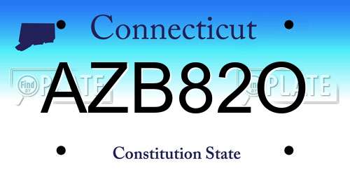 AZB82O Connecticut License Plate