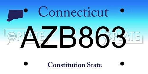 AZB863 Connecticut License Plate