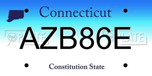 AZB86E Connecticut License Plate