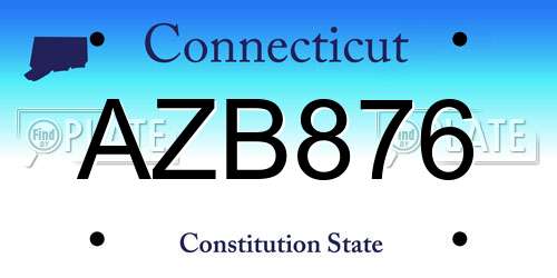 AZB876 Connecticut License Plate