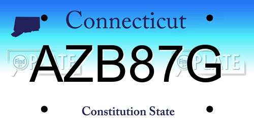 AZB87G Connecticut License Plate