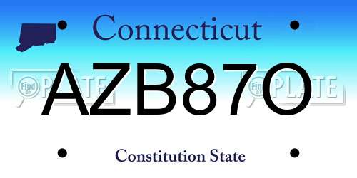 AZB87O Connecticut License Plate
