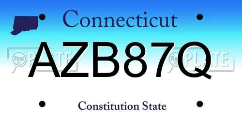 AZB87Q Connecticut License Plate