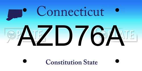 AZD76A Connecticut License Plate