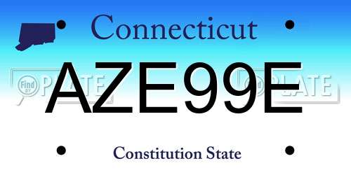 AZE99E Connecticut License Plate