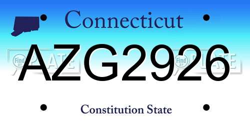 AZG2926 Connecticut License Plate