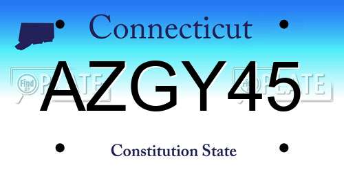 AZGY45 Connecticut License Plate