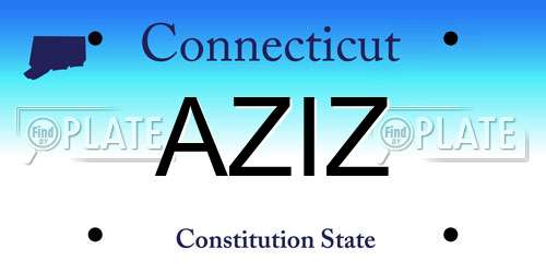 AZIZ Connecticut License Plate