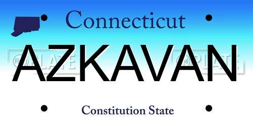 AZKAVAN Connecticut License Plate