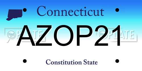AZOP21 Connecticut License Plate