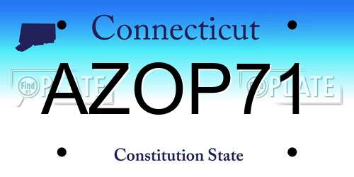 AZOP71 Connecticut License Plate