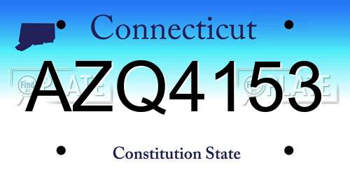 AZQ4153 Connecticut License Plate