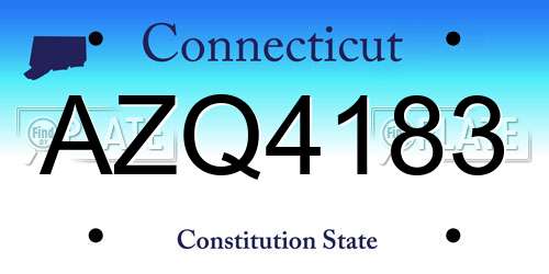 AZQ4183 Connecticut License Plate