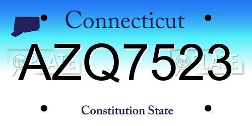 AZQ7523 Connecticut License Plate