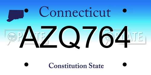 AZQ764 Connecticut License Plate