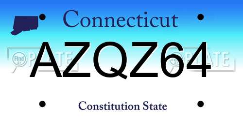 AZQZ64 Connecticut License Plate