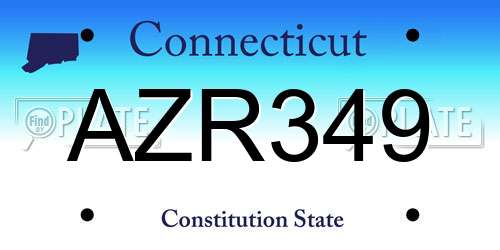 AZR349 Connecticut License Plate
