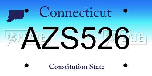AZS526 Connecticut License Plate