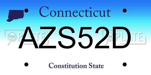AZS52D Connecticut License Plate