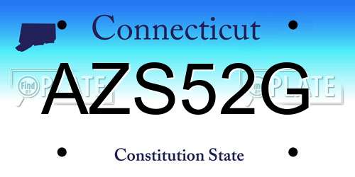 AZS52G Connecticut License Plate