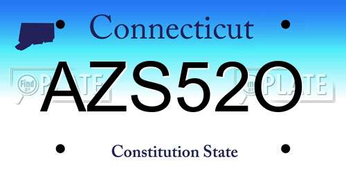 AZS52O Connecticut License Plate
