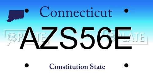 AZS56E Connecticut License Plate