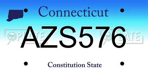 AZS576 Connecticut License Plate