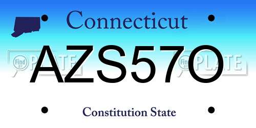 AZS57O Connecticut License Plate