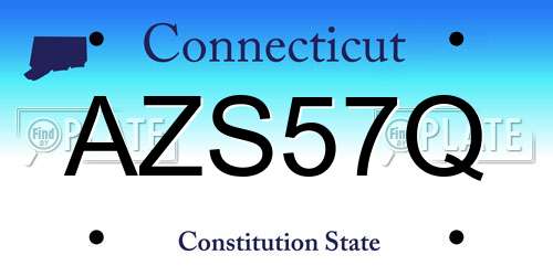 AZS57Q Connecticut License Plate