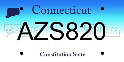 AZS820 Connecticut License Plate