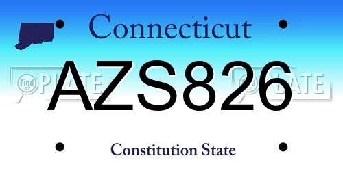 AZS826 Connecticut License Plate