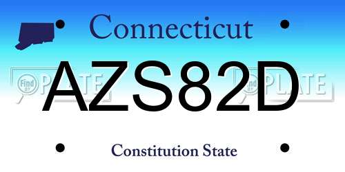 AZS82D Connecticut License Plate