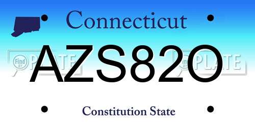AZS82O Connecticut License Plate