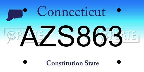 AZS863 Connecticut License Plate