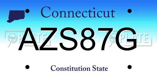 AZS87G Connecticut License Plate