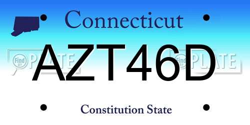 AZT46D Connecticut License Plate