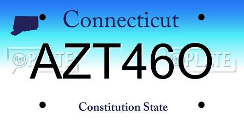 AZT46O Connecticut License Plate